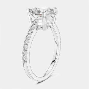 Pre Owned 2.00 cts Pear & Round 18k White Gold Lab Grown Diamond Ring Size 53