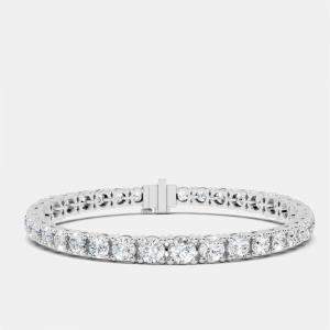 Pre Owned 13.00 ct Graduating Round Cut 18k White Gold Lab Grown Diamond Tennis Bracelet 16 cm