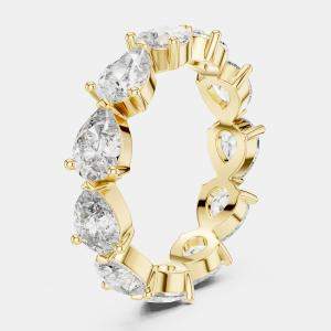 Pre Owned 3.00 cts Pear Cut 18k Yellow Gold Lab Grown Diamond Ring Size 53