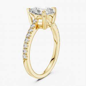 Pre Owned 2.00 cts Pear & Round 18k Yellow Gold Lab Grown Diamond Ring Size 53
