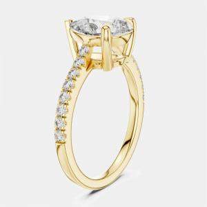 Pre Owned 2.00 cts Pear & Round 18k Yellow Gold Lab Grown Diamond Ring Size 53