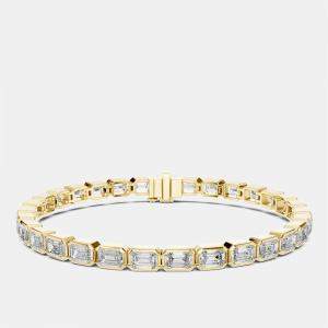 Pre Owned 9.00 cts Emerald Cut 18k Yellow Gold Lab Grown Diamond Tennis Bracelet 16 cm