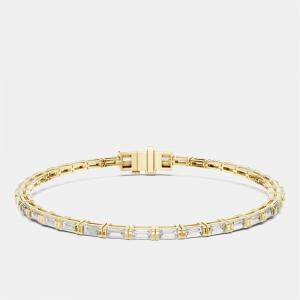Pre Owned 3.00 cts Emerald Cut 18k Yellow Gold Lab Grown Diamond Tennis Bracelet 16 cm