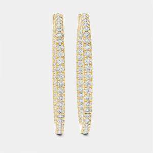 Pre Owned 1.00 cts Round Cut 18k Yellow Gold Lab Grown Diamond Hoop Earrings