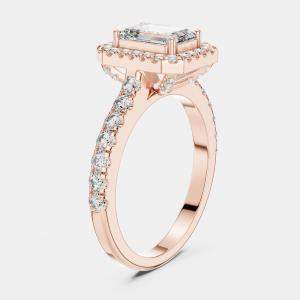 Pre Owned 1.65 cts Center Emerald Cut 18k Rose Gold Solitaire Lab Grown Diamond Ring Size 53