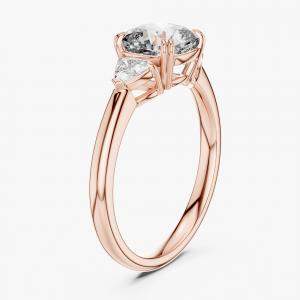 Pre Owned 2.00 cts Cushion & Triangle Cut 18k Rose Gold Lab Grown Diamond Ring Size 53