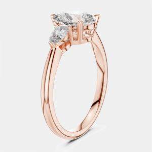 Pre Owned 1.50 cts Pear Cut 18k Rose Gold Lab Grown Diamond Ring Size 53