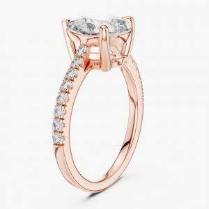 Pre Owned 2.00 cts Pear & Round 18k Rose Gold Lab Grown Diamond Ring Size 53