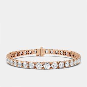 Pre Owned 13.00 cts Graduating Round Cut 18k Rose Gold Lab Grown Diamond Tennis Bracelet 16 cm