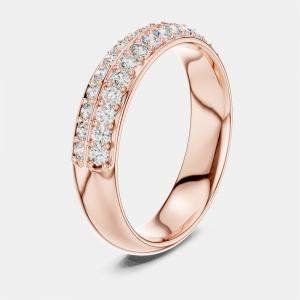 Pre Owned 0.5 cts Double Line Round Cut 18k Rose Gold Lab Grown Diamond Ring Size 53