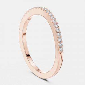 Pre Owned 0.2 cts Side Stack Round Cut 18k Rose Gold Lab Grown Diamond Ring Size 53