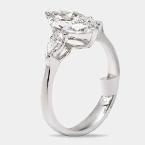 Pre Owned 1.9 cts Marquise and Pear Lab Grown Diamonds 18k White Gold Ring Size 51