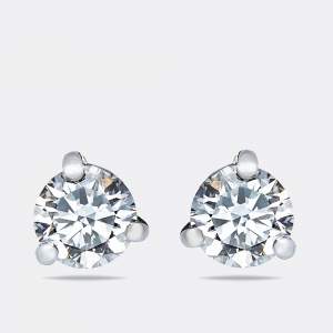 Pre Owned 2.09 cts Round Brilliant Cut 18k White Gold Lab Grown Diamonds Solitaire Stud Earrings
