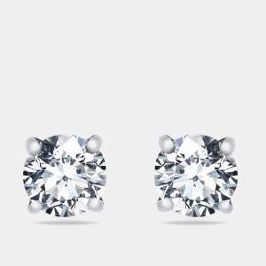 Pre Owned 0.65 cts Round Brilliant Cut 18k White Gold Lab Grown Diamonds Solitaire Stud Earrings