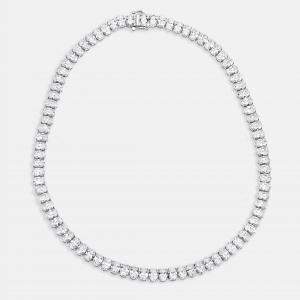 Pre Owned 44 cts Oval Lab Grown Diamond 18k White Gold Necklace