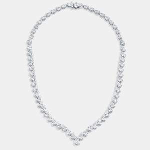 Pre Owned 30 cts Pear Lab Grown Diamond 18k White Gold Necklace
