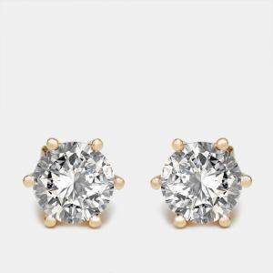 Pre Owned 4 cts Round Lab Grown Diamond 18k Yellow Gold Earrings
