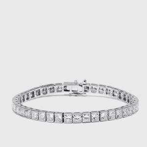 Pre Owned 13 cts Princess Lab Grown Diamond 18k White Gold Bracelet