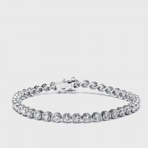 Pre Owned 4.5 cts Round Lab Grown Diamond 18k White Gold Bracelet