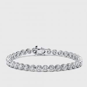Pre Owned 7.5 cts Round Lab Grown Diamond 18k White Gold Bracelet