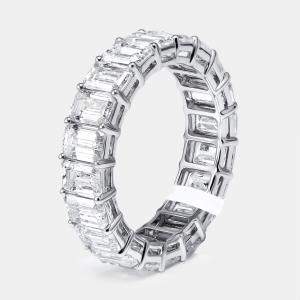 Pre Owned 6.5 cts Emerald Cut Lab Grown Diamond 18k White Gold Eternity Ring Size 54