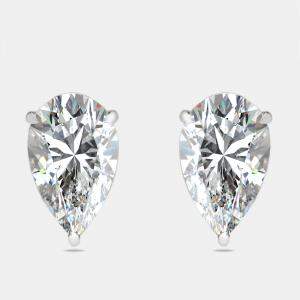 Pre Owned 4 cts Pear Lab Grown Diamonds 18k White Gold Earrings