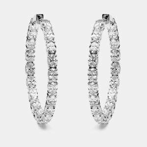 Pre Owned 8.00 cts Oval Lab Grown Diamonds 18k White Gold Hoop Earrings