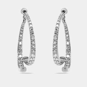 Pre Owned 2.1 cts Round Lab Grown Diamonds 18k White Gold Earrings