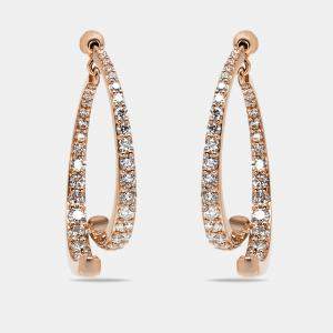 Pre Owned 2.1 cts Round Lab Grown Diamonds 18k Rose Gold Earrings