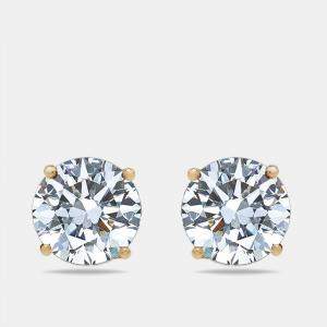 Pre Owned 6 cts Round Lab Grown Diamonds 18k Yellow Gold Earrings