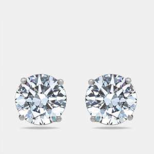 Pre Owned 6 cts Round Lab Grown Diamonds 18k White Gold Earrings