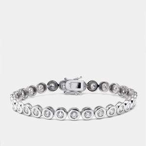 Pre Owned 2.9 cts Round Lab Grown Diamonds 18k White Gold Bracelet