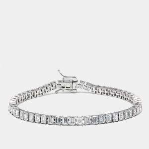 Pre Owned 11.5 cts Emerald Cut Lab Grown Diamonds 18k White Gold Bracelet