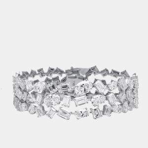Pre Owned 29 cts Emerald Cut Oval Lab Grown Diamonds 18k White Gold Bracelet