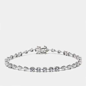 Pre Owned 3.9 cts Pear Round Lab Grown Diamonds 18k White Gold Bracelet