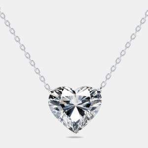 Pre Owned 9 cts Heart Lab Grown Diamonds 18k White Gold Necklace