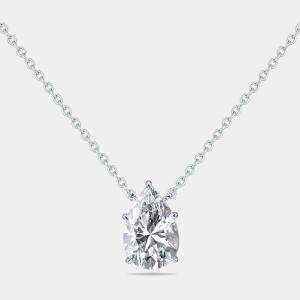 Pre Owned 4.00 cts Pear Lab Grown Diamonds 18k White Gold Necklace