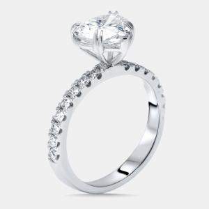 Pre Owned 2.4 cts Heart, Round Lab Grown Diamonds 18k White Gold Ring Size 50