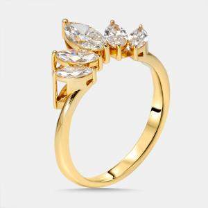 Pre Owned 1 cts Marquise Lab Grown Diamonds 18k Yellow Gold Ring Size 50