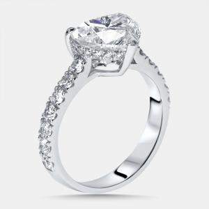 Pre Owned 3.8 cts Heart, Round Lab Grown Diamonds 18k White Gold Ring Size 51