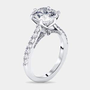 Pre Owned 3.5 cts Round Lab Grown Diamonds 18k White Gold Ring Size 51