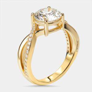 Pre Owned 2.2 cts Round Lab Grown Diamonds 18k Yellow Gold Ring Size 51
