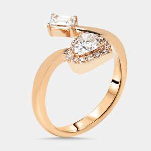 Pre Owned 0.97 cts Heart, Emerald Cut, Round Lab Grown Diamonds 18k Rose Gold Ring Size 51