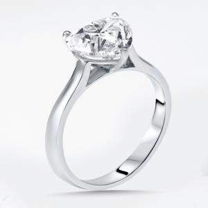 Pre Owned 3 cts Heart Lab Grown Diamonds 18k White Gold Ring Size 52