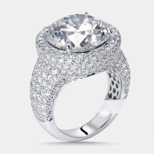 Pre Owned 13 cts Round Lab Grown Diamonds 18k White Gold Ring Size 52