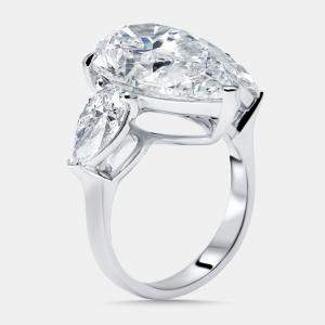 Pre Owned 4.5 cts Pear Lab Grown Diamonds 18k White Gold Ring Size 52