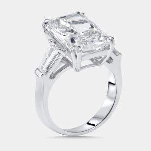 Pre Owned 7.8 cts Radiant, Trapezoid Lab Grown Diamonds 18k White Gold Ring Size 52