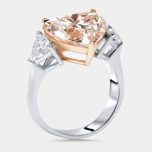 Pre Owned 6.5 cts Pink Heart, Trillion Lab Grown Diamonds 18k Two Tone Gold Ring Size 52