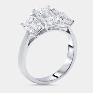 Pre Owned 4.00 cts Emerald Cut Lab Grown Diamonds 18k White Gold Ring Size 52