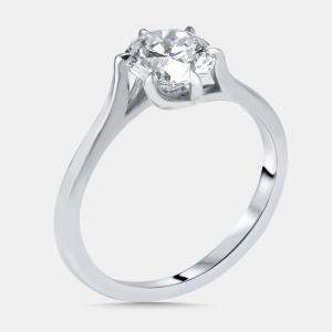 Pre Owned 1.00 cts Round Lab Grown Diamonds 18k White Gold Ring Size 52
